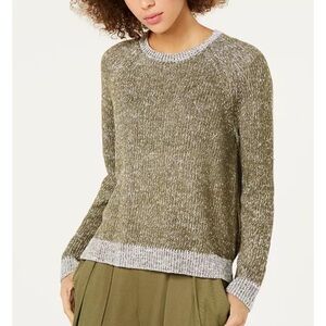 Eileen Fisher Organic Linen Cotton Crewneck Sweater size medium olive green
